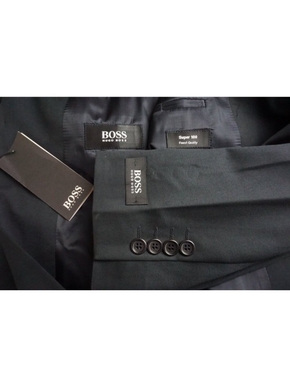 Hugo Boss Einstein/Omega Dark Blue Wool 2 Pc Suit Jacket Pants 44 US NEW